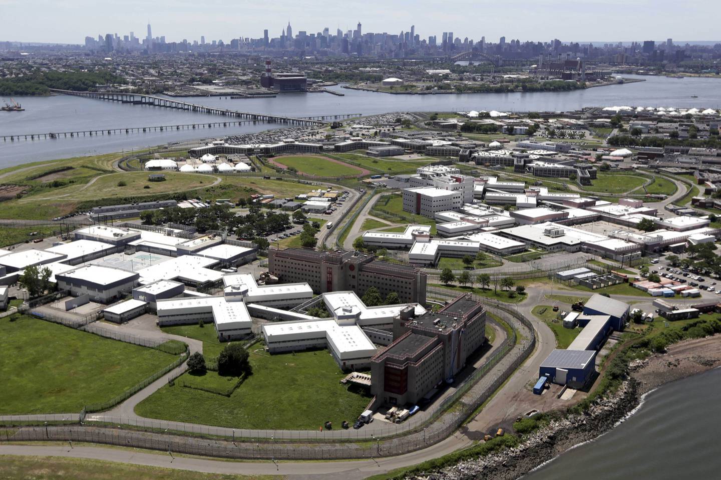 This aerial photo shows Rikers Island, New York's biggest lockup. 