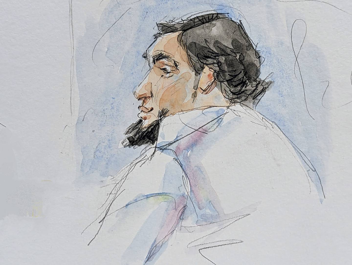 Ruslan Asainov in a courtroom sketch.