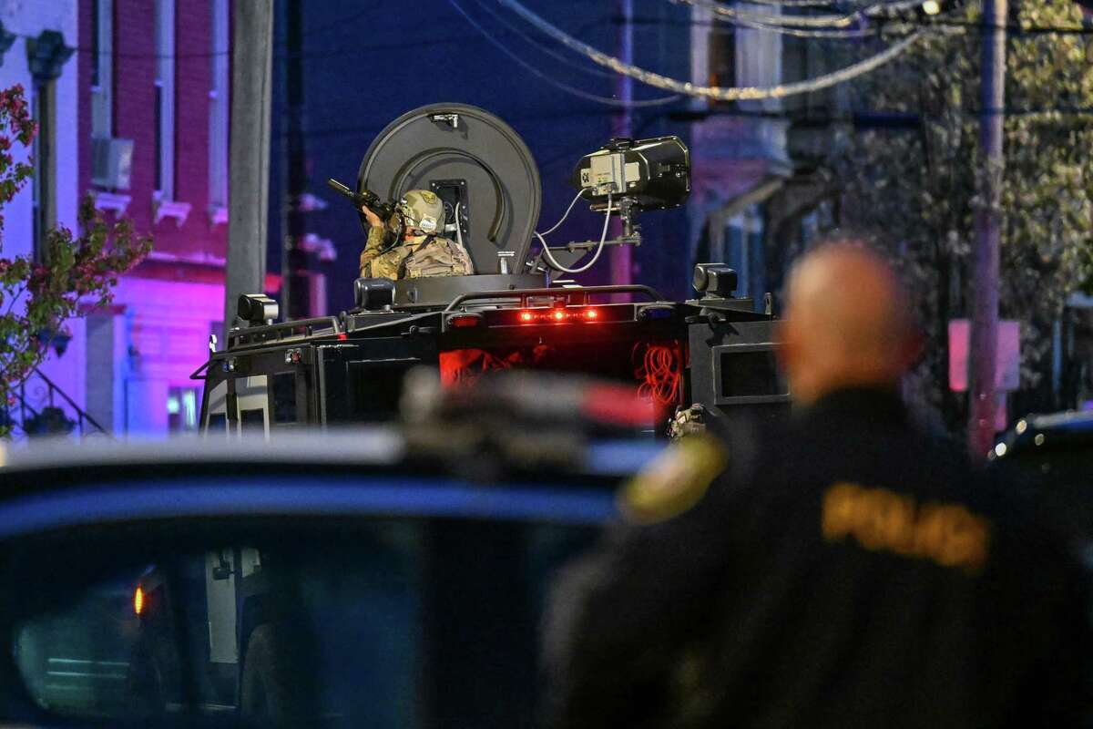 Police focus their response to an incident on the 100 block of Lark Street where they thought someone had fled on Thursday, April 27, 2023, in Albany NY.