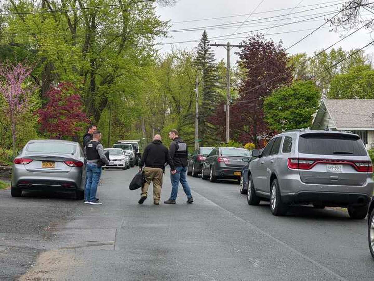 State Police investigators searched a home on Gardner Terrace in Bethlehem on Thursday. A person was taken into custody.