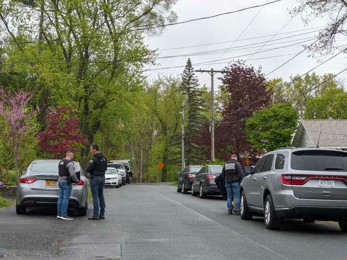 State Police investigators searched a home on Gardner Terrace in Bethlehem on Thursday. A person was taken into custody.