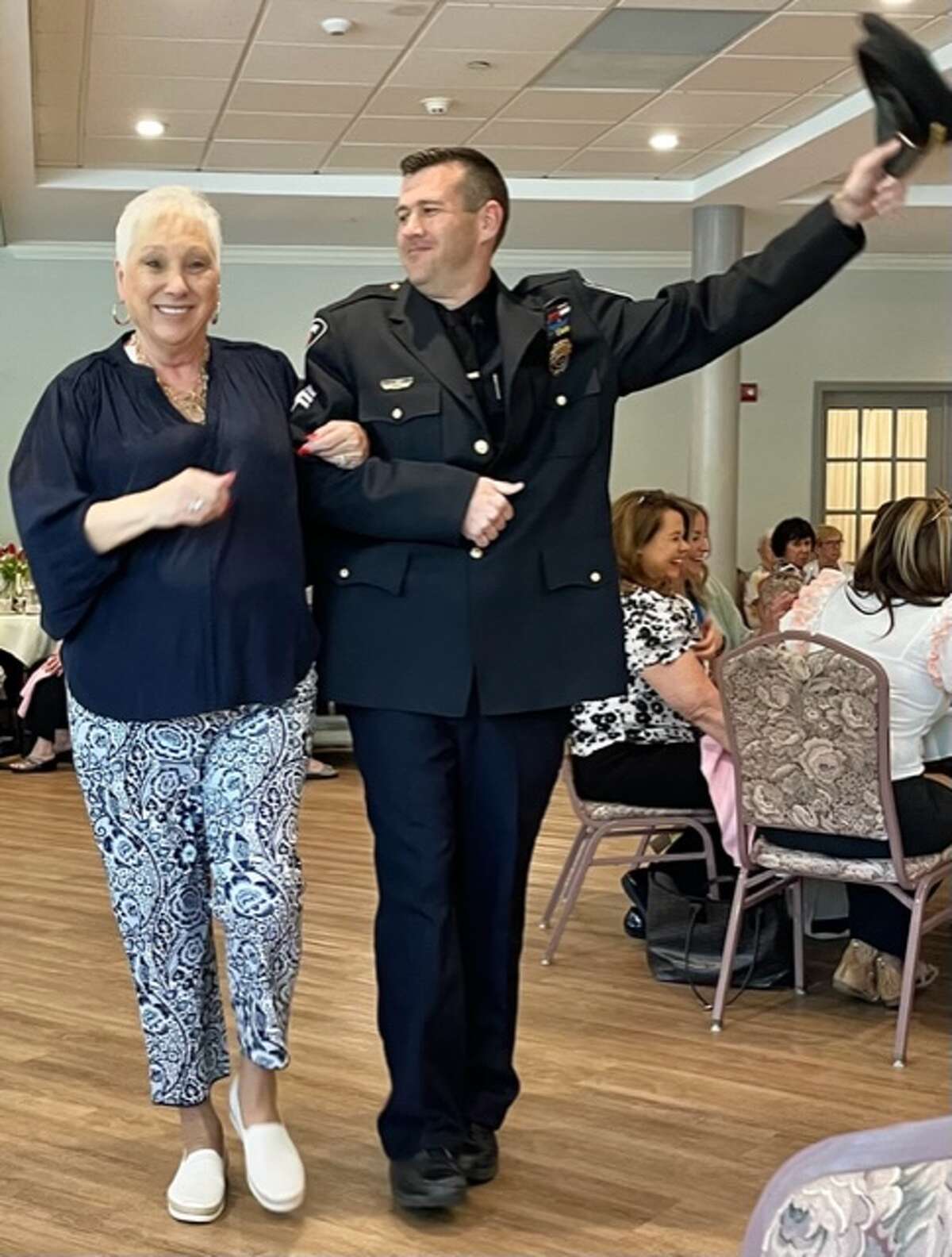 Model Gwen Senez dances with her escort Town of Colonie Police Officer Patrick Germaine who has served on the force for 32 years!