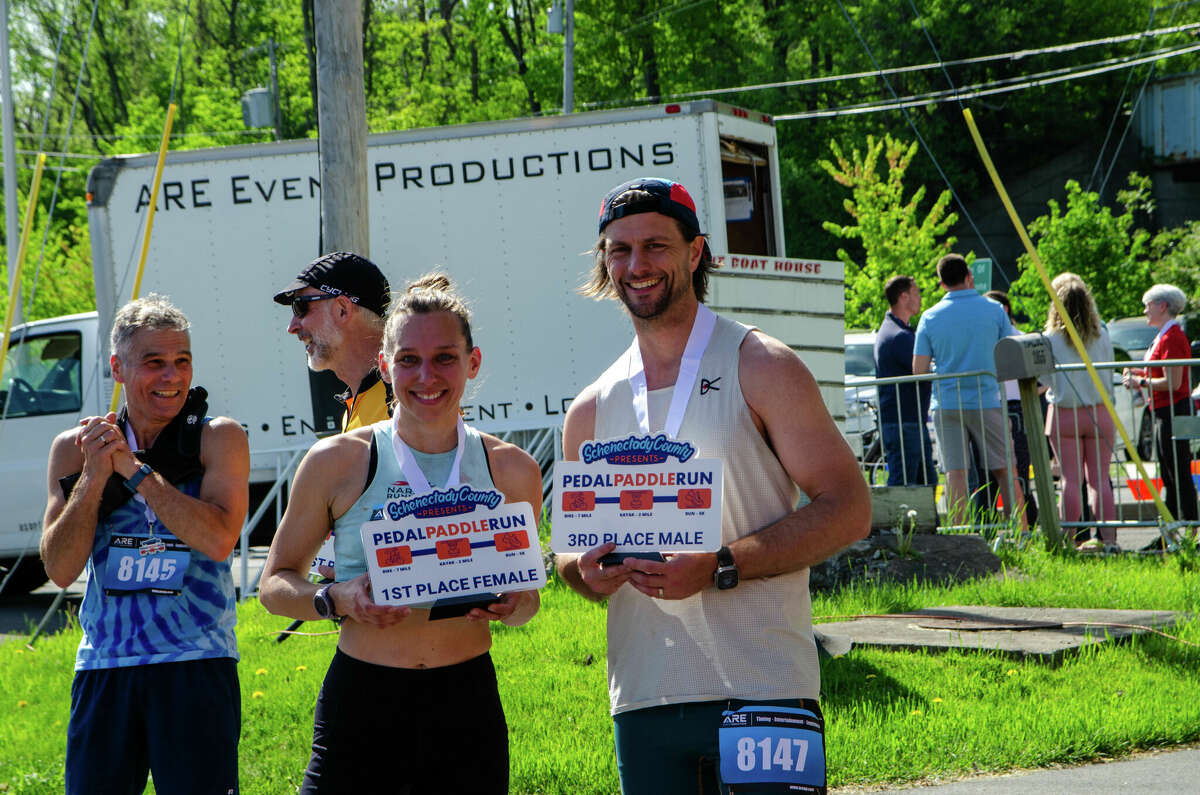 Were you Seen at Pedal-Paddle-Run "Not Your Typical Triathlon" on May 13, 2023, in Schenectady County, N.Y.? The course comprised a 7-mile bike loop on the Empire State Trail, a 2-mile kayak paddle on the Eric Canal, and a 5K run along the Mohawk River.