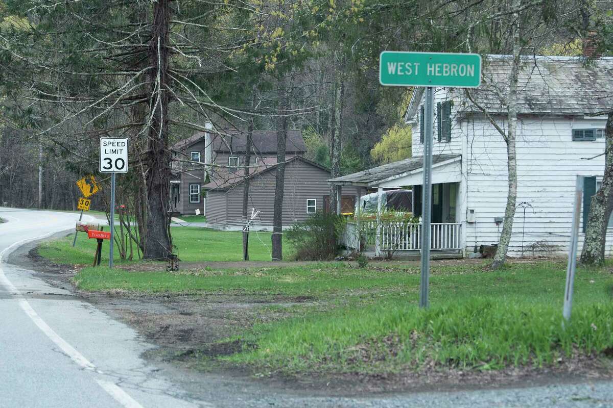 Sign for West Hebron along County Rt. 30 near the home of Kevin Monahan, who is charged with second-degree murder in the shooting death of 20-year-old Kaylin Gillis on Wednesday, April 19, 2023 in Hebron, N.Y. Gillis was in the car with friends, turning around in his driveway when she was shot.