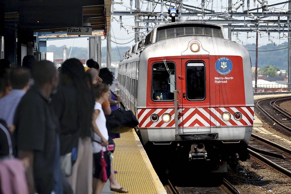 A Metro-North train arrives in Bridgeport, Conn. in 2011.