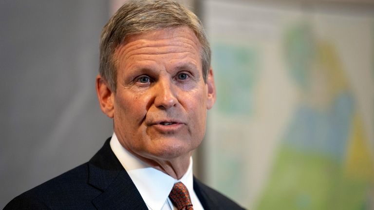 Tennessee Gov. Bill Lee responds to questions during a news...