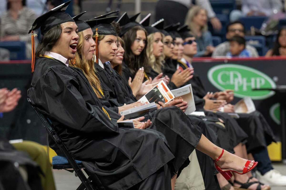 Members of the Bethlehem High School Class of 2023 cheer for their classmates during the graduation ceremony on Friday, June 23, 2023, at the MVP Arena in Albany, NY.