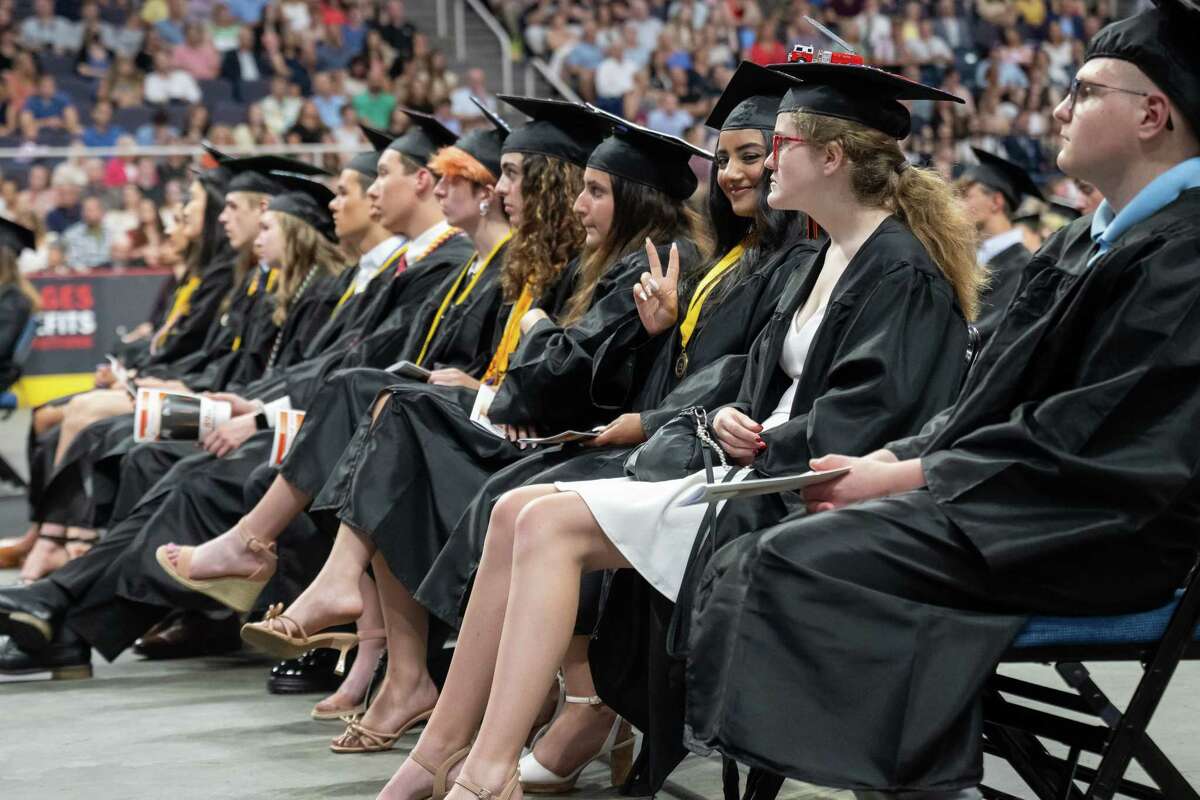 Members of the Bethlehem High School Class of 2023 during their graduation ceremony on Friday, June 23, 2023, at the MVP Arena in Albany, NY.