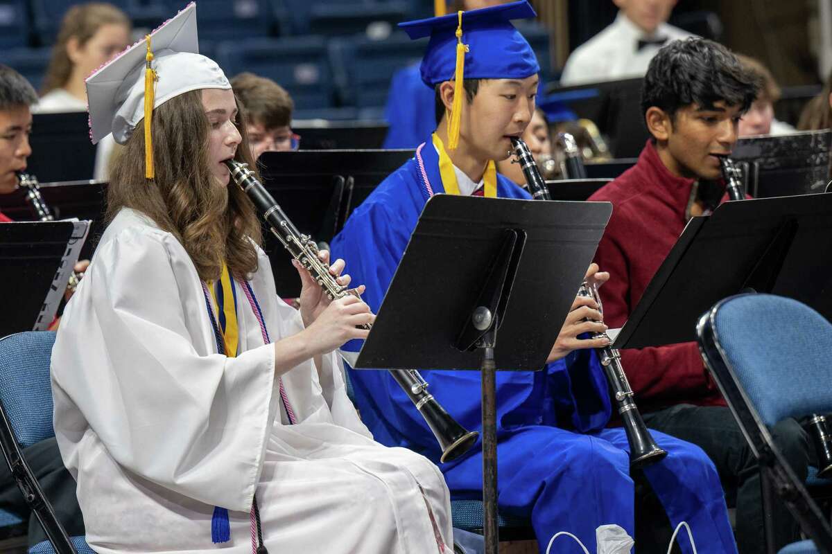 The Shaker High School Wind Ensemble performs during the Class of 2023 commencement ceremony on Saturday, June 24, 2023, at the MVP Arena in Albany, NY.