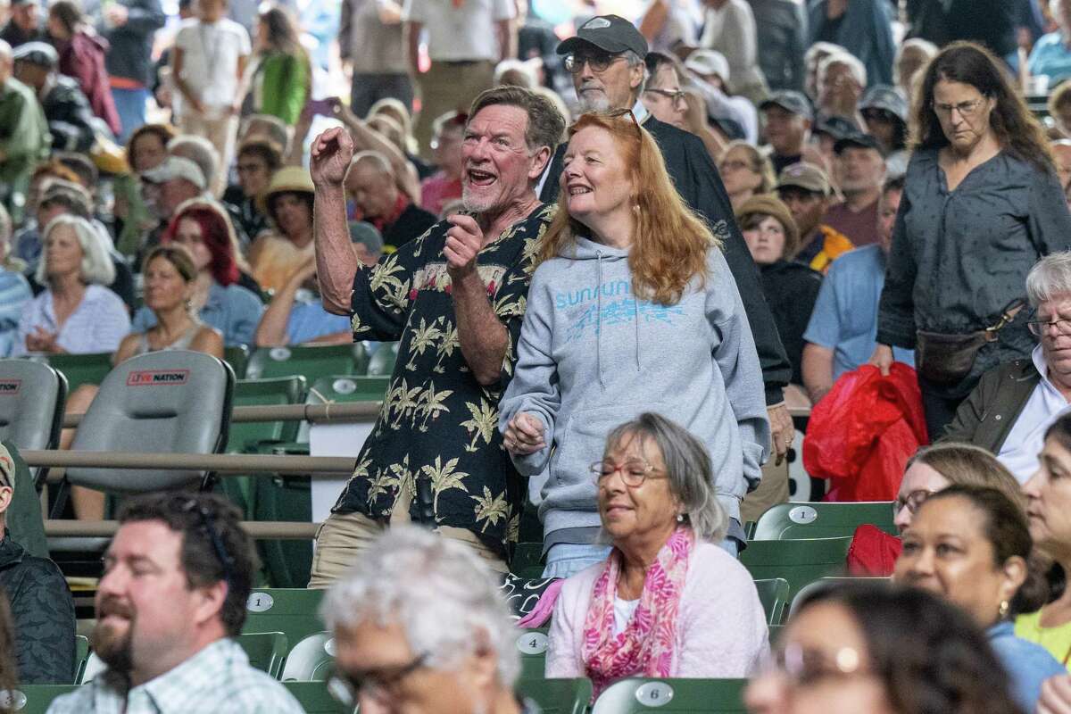 Fans dance to Tower of Power during the Freihofer’s Jazz Fest on Saturday at the Saratoga Preforming Arts Center in Saratoga.