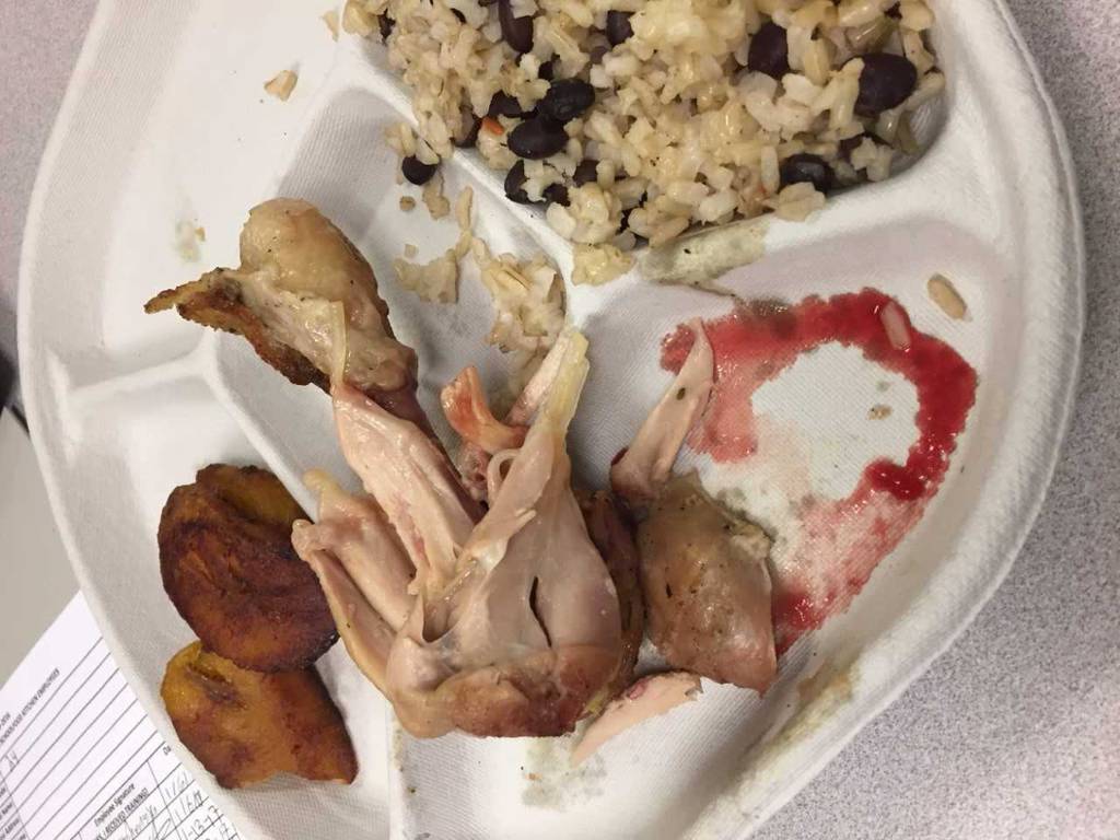 An evidence photo showing a bone found in a chicken tender from the the trial of former city schools food czar Eric Goldstein and the owners of Somma Food Group in their bribery trial. 