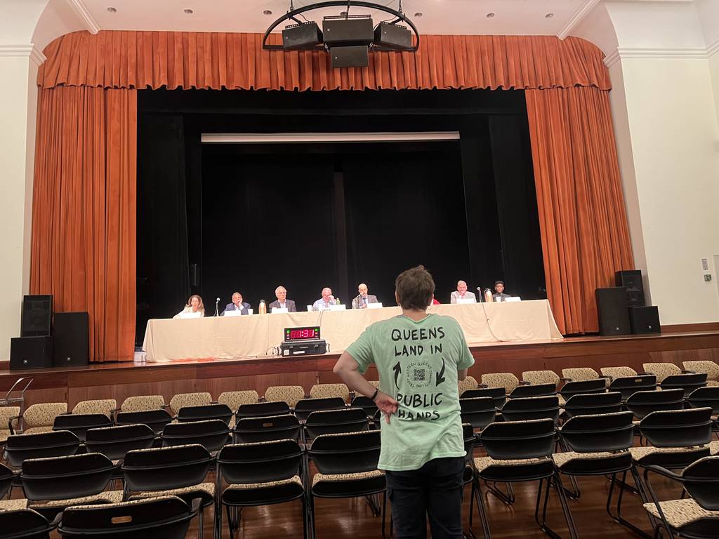 A Rent Guidelines Board public meeting at the Jamaica Performing Arts Center in Queens on Monday, June 12, 2023.