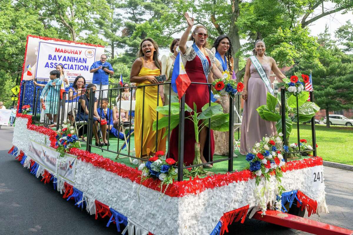 A float makes its way through Washington Park during the Filipino Day parade on Saturday, July 1, 2023, in Albany, NY.