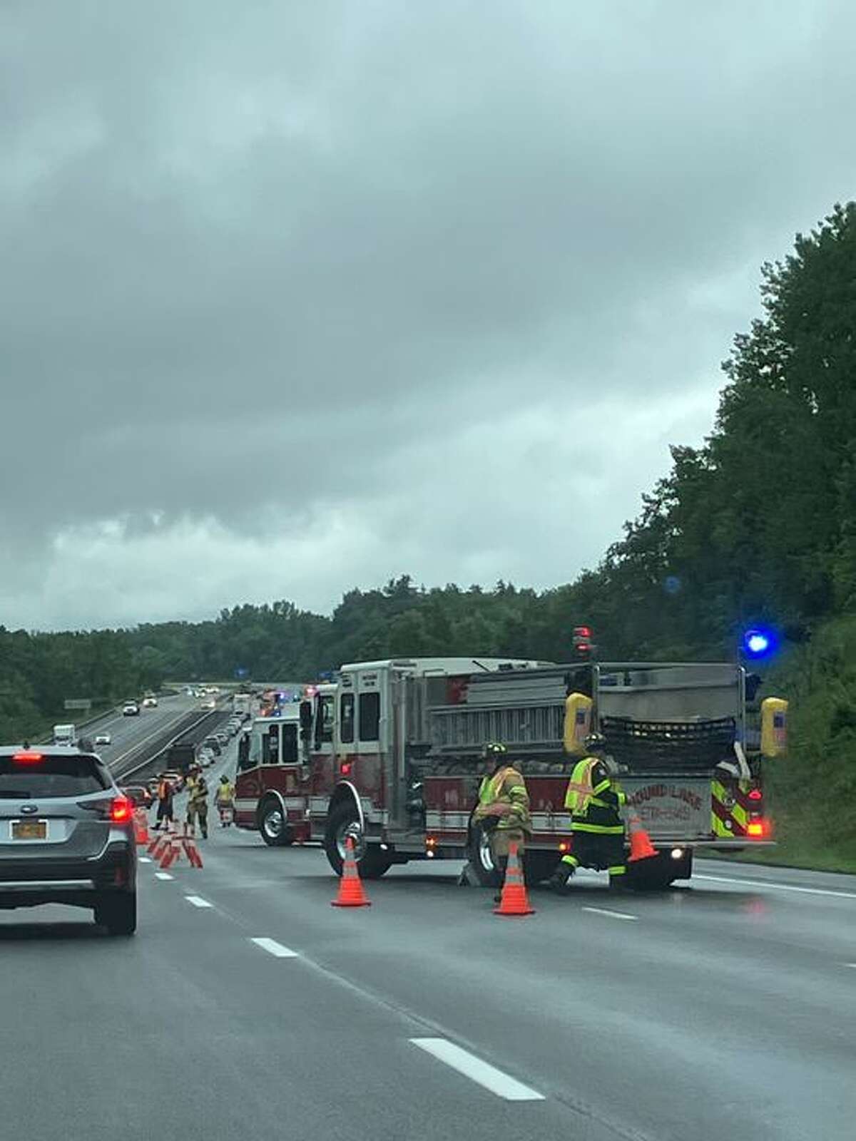 State Police closed the Northway's southbound lanes between exits 12 and 11 after a multi-vehicle crash occurred at about 7:30 a.m. Monday in Malta.