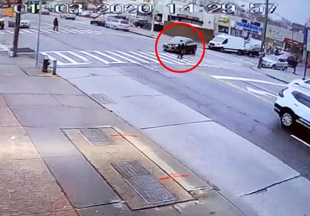 Maria Lorente, 70, was crossing E. 78th St. in Brooklyn on Jan. 3, 2020, when she was hit by a black sedan heading west on Flatlands Ave., surveillance footage shows.