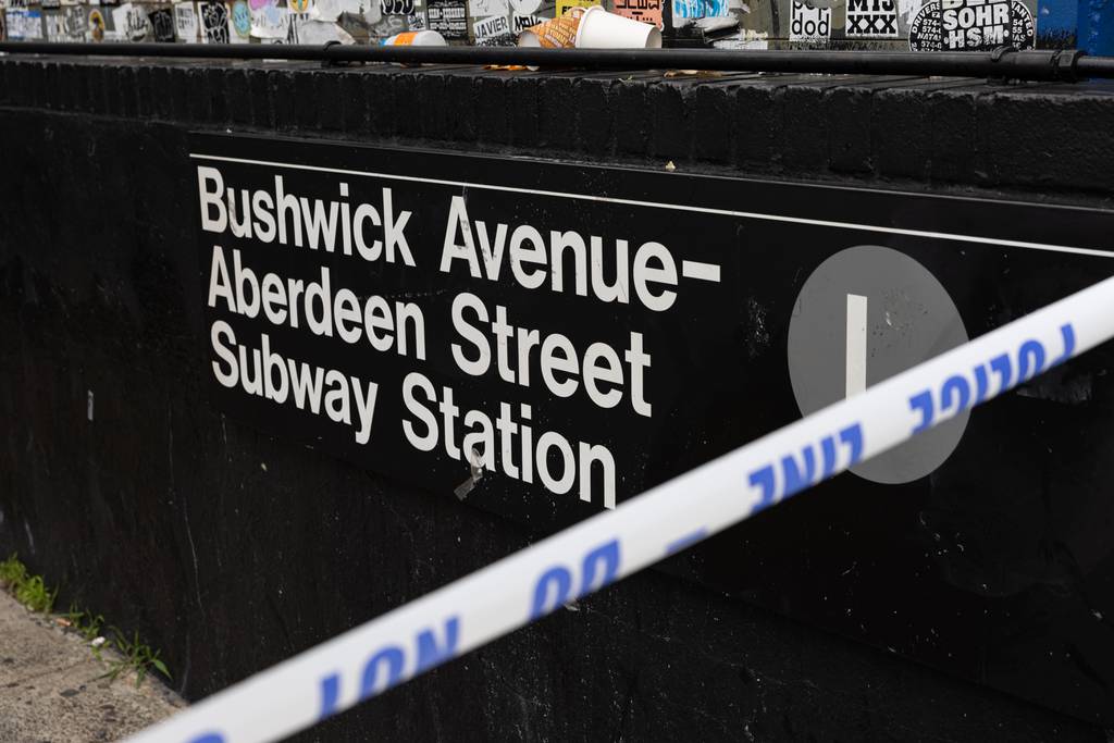 NYPD at the L stop Bushwick Ave-Aberdeen St. train station where one person was killed and another in stable condition after being hit by a train, Brooklyn, New York, Thursday, June 22, 2023. (Shawn Inglima for New York Daily News)