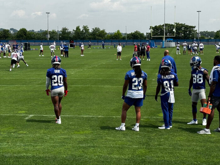 Giants running backs at minicamp