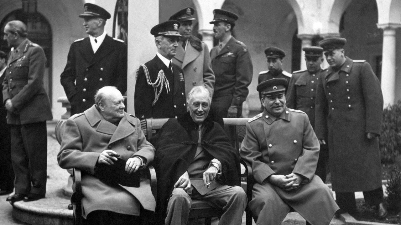 Roosevelt, Churchill and Stalin gathered in Yalta, then in the Soviet Union, in 1945.