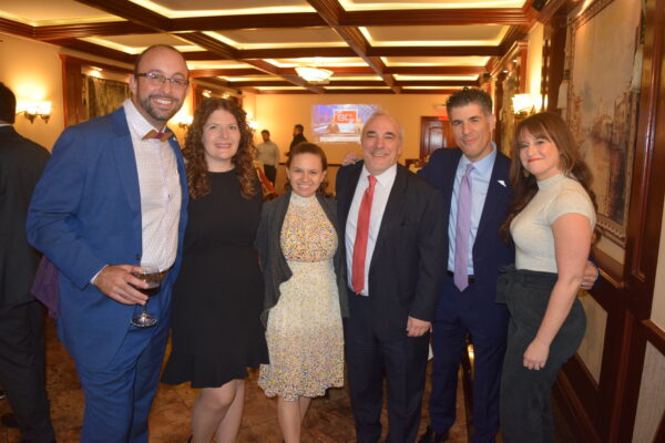 Adam Kalish, Gianna Famulari, Santorini Rivera, Thomas Tafuri, Dominic Famulari and Grace Borrino at the Bay Ridge Lawyers Association's Continuing Legal Education session on landlord and tenant court proceedings, held at Mama Rao's in Dyker Heights.