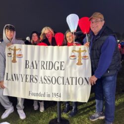 Past presidents Lisa Becker Mercante and Mary Ann Stathopoulos represented the Bay Ridge Lawyers in the annual Light the Night walk in Staten Island last month. The association helped to raise over $3,000, which made it the largest corporate sponsor at the event.Photos courtesy of Lisa Becker Mercante