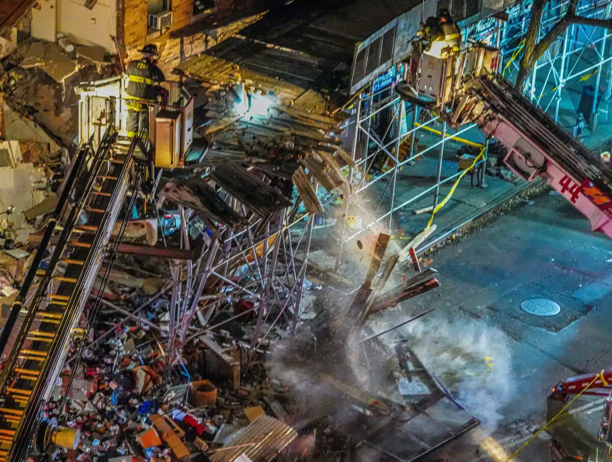 Scaffold falls at Bronx building collapse site