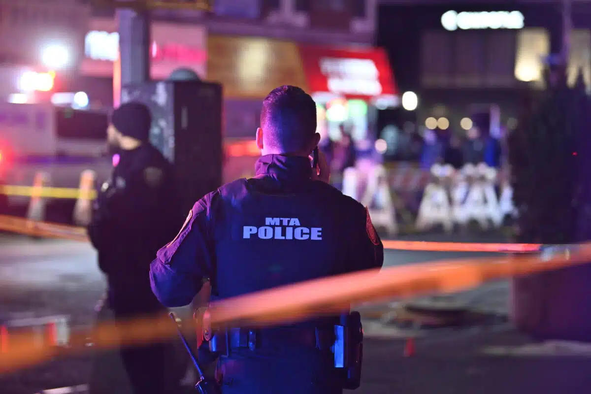 Officers at MTA Police shooting scene in Queens