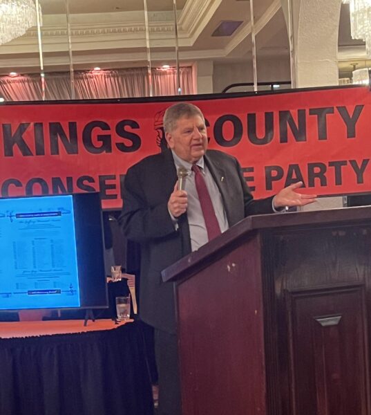 Gerry Kassar, chair of the New York State Conservative Party at Brooklyn Republican 2023 holiday party.