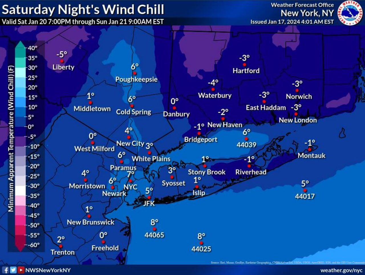 NWS wind chill for Jan. 20, 2024