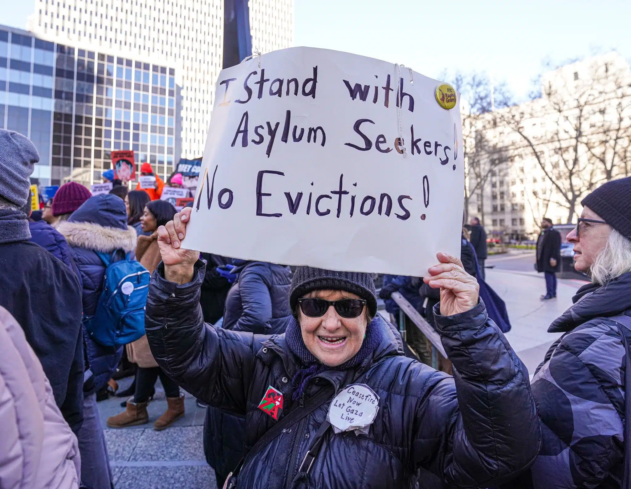 Protesters support migrants in Lower Manhattan