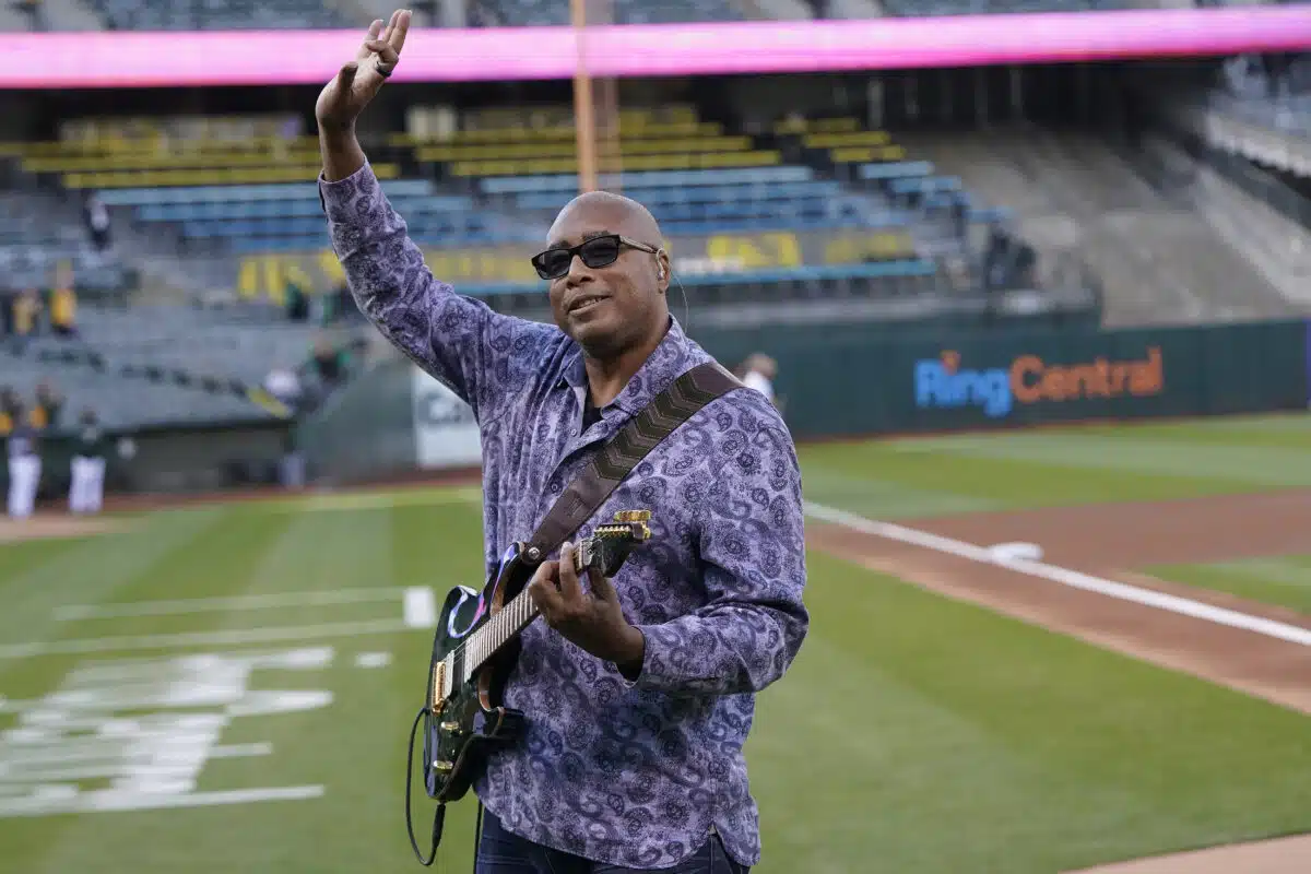 Bernie Williams playing guitar