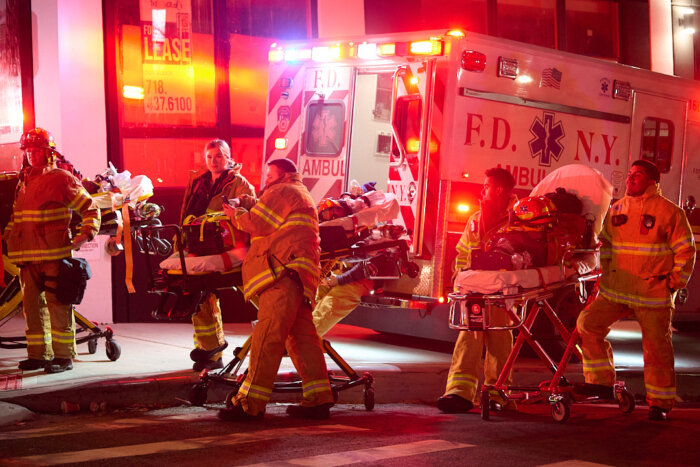 FDNY emergency responders aid at the scene of a three alarm fire at 920 Summit Ave. on Tuesday, Jan. 2, 2024.