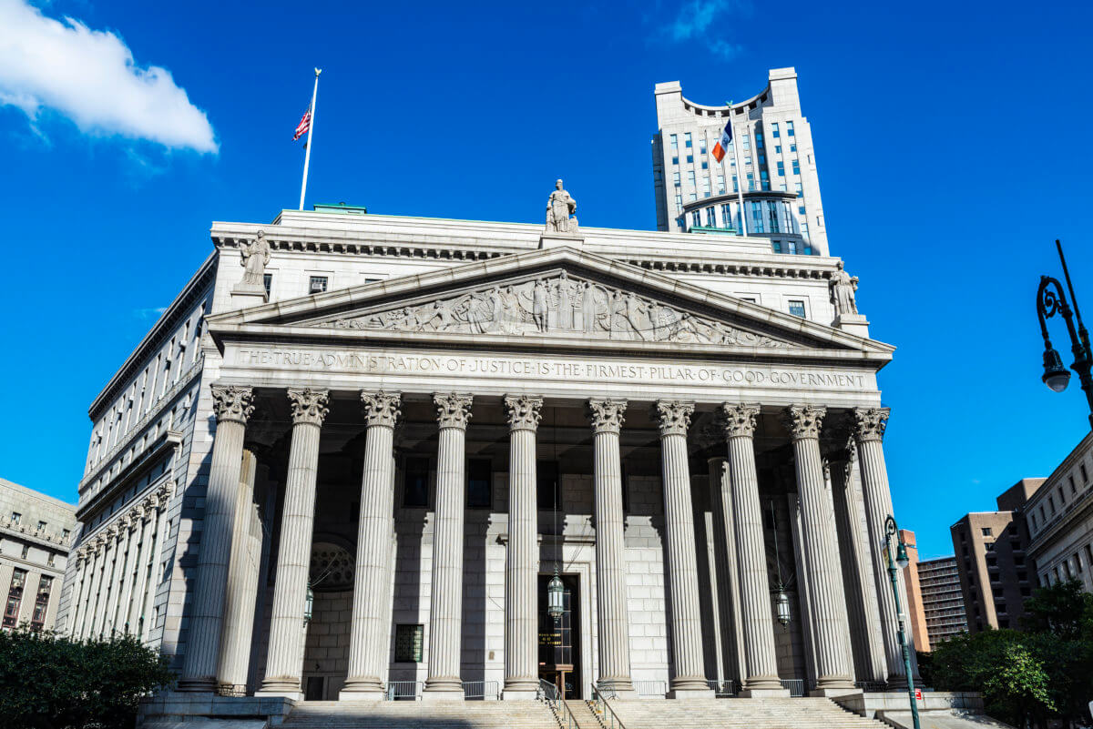 The New York State Supreme Court Building in Foley Square, Lower Manhattan. the man was indicted