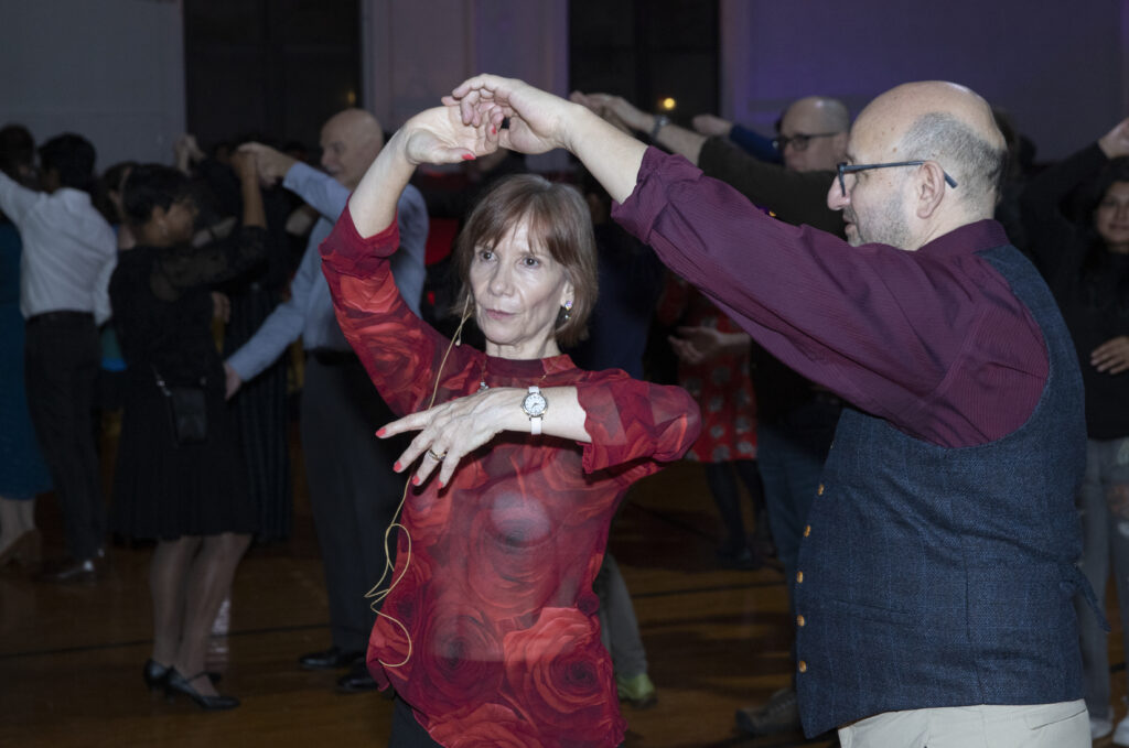 Laurie Shayler and Jose Luis Leon Instructing the Crowd at BCCO swing gala.