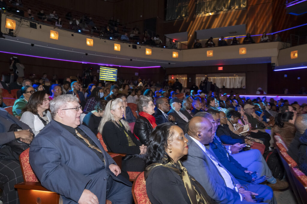 Marty Maher, Brooklyn Parks Commissioner, (left) attended BP Antonio Reynoso’s State of the Union Speech on Wednesday, March 13.Photo: Jordi-Lakeem Foster