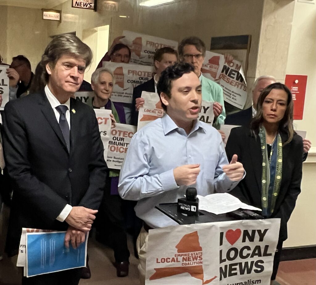 From left: Sen. Brad Hoylman-Sigal; Zachary Richner, founder, Empire State Local News Coalition; and Sen. Monica Martinez.