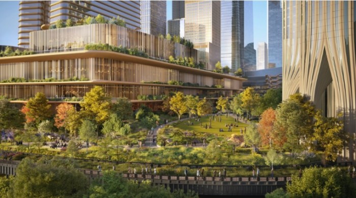 park rendering for casino resort at Hudson Yards 