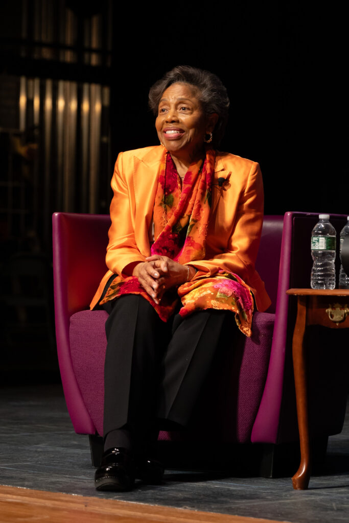 (From left) Kennedy Center honoree, conductor, and educator Tania León discussed her remarkable life at the Presidential Lecture Series event March 28 at Brooklyn College.