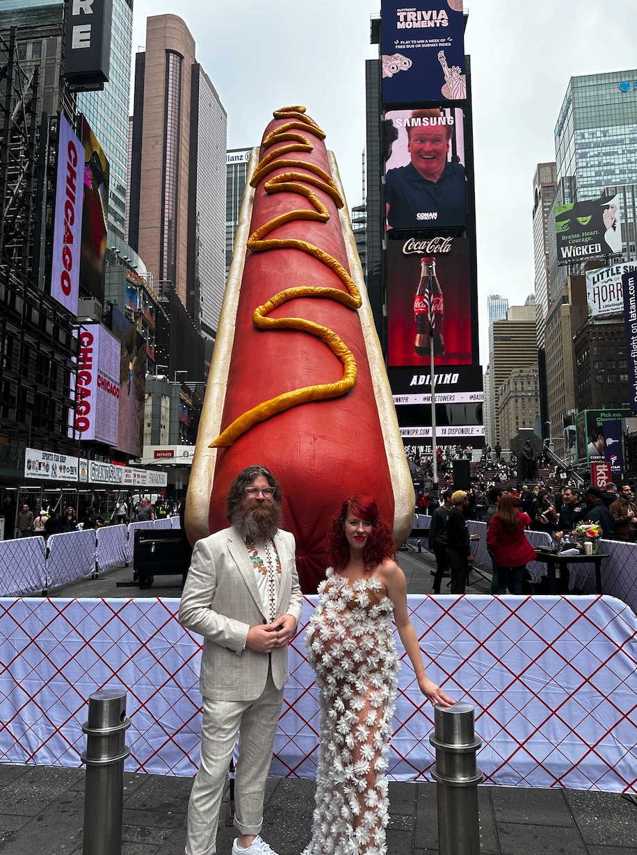 How a 65-foot ‘Hot Dog in the City’ relishes generations of NYC street food and vendors