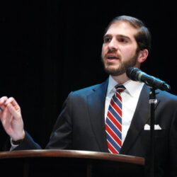 State Sen. Andrew Gounardes speaking on a camera bill.Photo: Steve Solomonson/Brooklyn Eagle