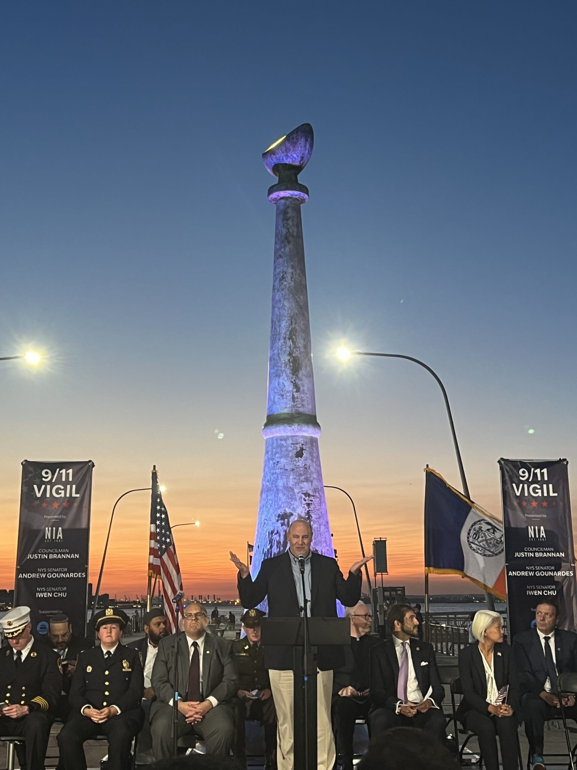 Andrew McClure of Tunnel to Towers Foundation speaking to the audience.  Photo by Wayne Daren Schneiderman 
