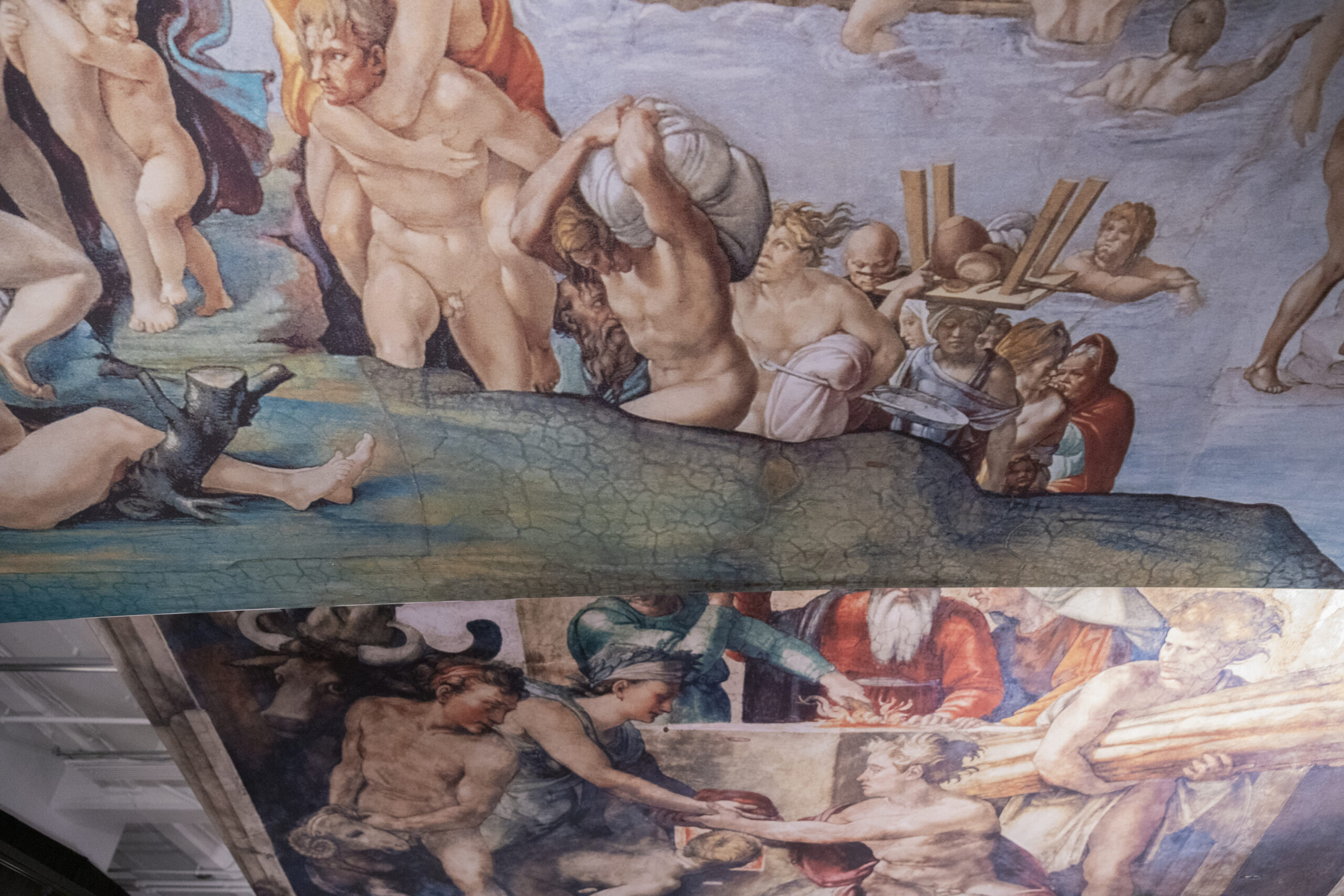 A ceiling panel from Michelangelo's Sistine Chapel on display. Photo by John McCarten